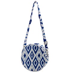 Blue Diamond Pattern Crossbody Circle Bag