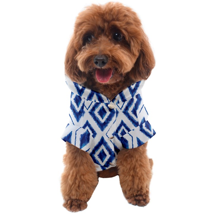 Blue Diamond Pattern Dog Coat