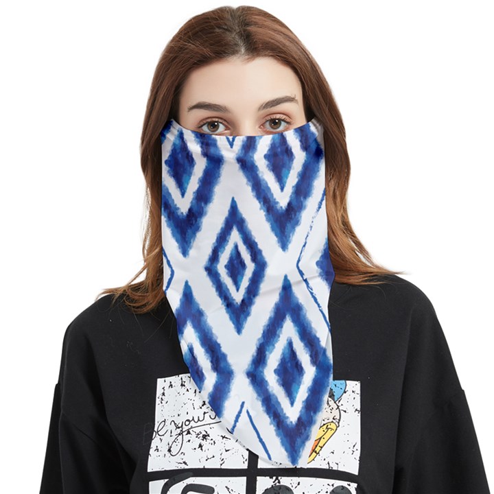 Blue Diamond Pattern Face Covering Bandana (Triangle)