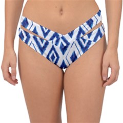 Blue Diamond Pattern Double Strap Halter Bikini Bottom