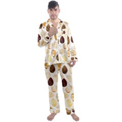 Golden Egg Easter Men s Long Sleeve Satin Pajamas Set by designsbymallika