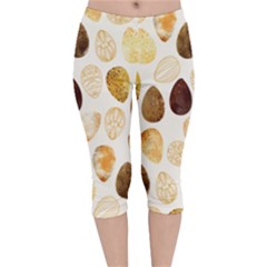 Golden Egg Easter Velvet Capri Leggings  by designsbymallika