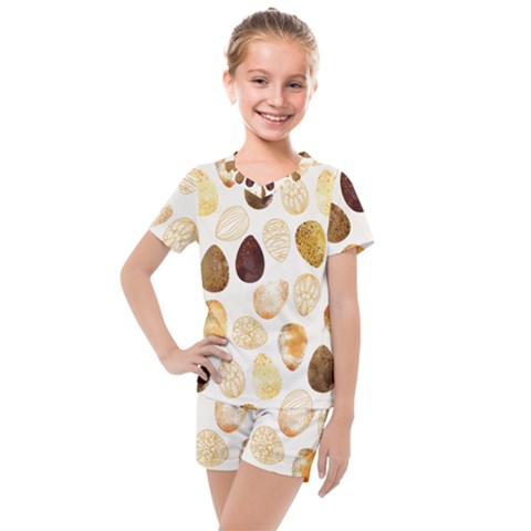 Golden Egg Easter Kids  Mesh Tee And Shorts Set by designsbymallika