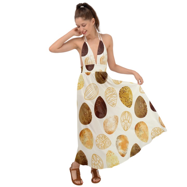 Golden Egg Easter Backless Maxi Beach Dress