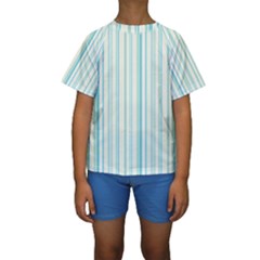 Green Stripes Kids  Short Sleeve Swimwear by designsbymallika