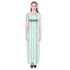 Green Stripes Short Sleeve Maxi Dress by designsbymallika