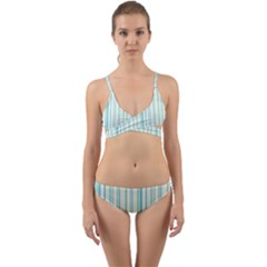 Green Stripes Wrap Around Bikini Set by designsbymallika