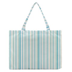 Green Stripes Zipper Medium Tote Bag by designsbymallika