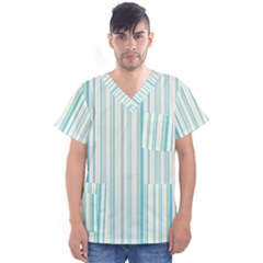 Green Stripes Men s V-neck Scrub Top