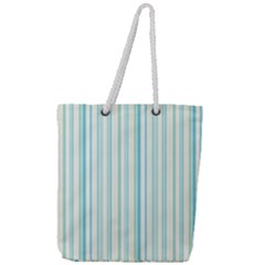 Green Stripes Full Print Rope Handle Tote (large) by designsbymallika