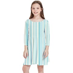 Green Stripes Kids  Quarter Sleeve Skater Dress