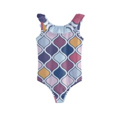 Ethnic Print Multicolor Kids  Frill Swimsuit by designsbymallika