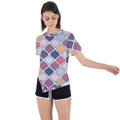 Ethnic Print Multicolor Asymmetrical Short Sleeve Sports Tee by designsbymallika