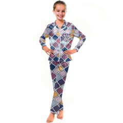 Ethnic Print Multicolor Kid s Satin Long Sleeve Pajamas Set