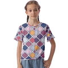 Ethnic Print Multicolor Kids  Cuff Sleeve Scrunch Bottom Tee