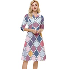 Ethnic Print Multicolor Classy Knee Length Dress