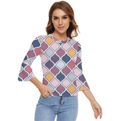 Ethnic Print Multicolor Bell Sleeve Top