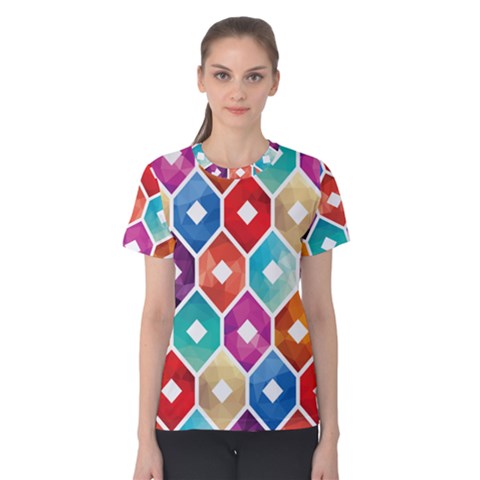 Hexagonal Color Pattern Women s Cotton Tee by designsbymallika