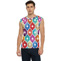 Hexagonal Color Pattern Men s Raglan Cap Sleeve Tee