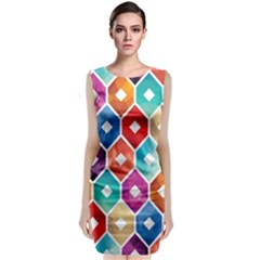 Hexagonal Color Pattern Sleeveless Velvet Midi Dress by designsbymallika