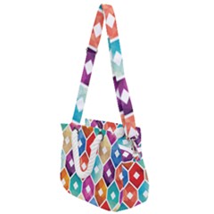 Hexagonal Color Pattern Rope Handles Shoulder Strap Bag by designsbymallika