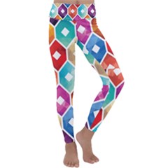 Hexagonal Color Pattern Kids  Lightweight Velour Classic Yoga Leggings by designsbymallika