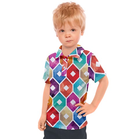 Hexagonal Color Pattern Kids  Polo Tee by designsbymallika