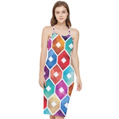 Hexagonal Color Pattern Bodycon Cross Back Summer Dress