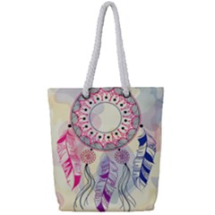 Boho Dreamcatcher Love Full Print Rope Handle Tote (small) by designsbymallika