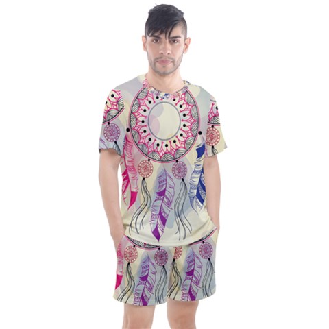 Boho Dreamcatcher Love Men s Mesh Tee And Shorts Set by designsbymallika