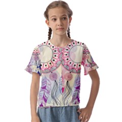 Boho Dreamcatcher Love Kids  Cuff Sleeve Scrunch Bottom Tee