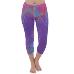 Multicolor Pastel Love Capri Winter Leggings 