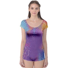 Multicolor Pastel Love Boyleg Leotard  by designsbymallika