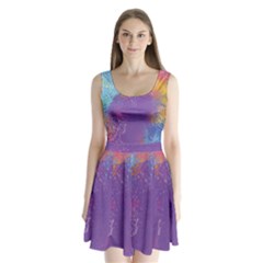 Multicolor Pastel Love Split Back Mini Dress  by designsbymallika