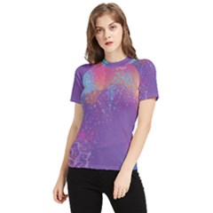 Multicolor Pastel Love Women s Short Sleeve Rash Guard