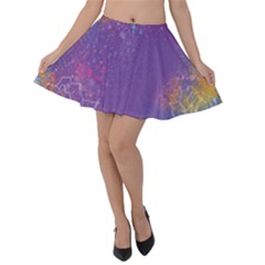 Multicolor Pastel Love Velvet Skater Skirt by designsbymallika