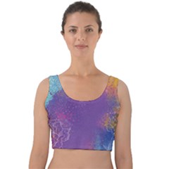 Multicolor Pastel Love Velvet Crop Top by designsbymallika