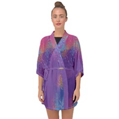 Multicolor Pastel Love Half Sleeve Chiffon Kimono by designsbymallika