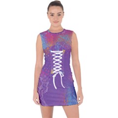 Multicolor Pastel Love Lace Up Front Bodycon Dress by designsbymallika