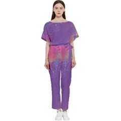 Multicolor Pastel Love Batwing Lightweight Jumpsuit