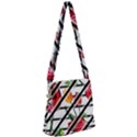 Stripes Tulips Pattern Zipper Messenger Bag View1