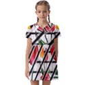 Stripes Tulips Pattern Kids  Asymmetric Collar Dress View1