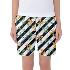 Orange Stripes Love Women s Basketball Shorts by designsbymallika