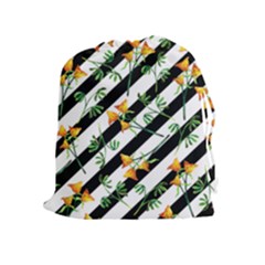 Orange Stripes Love Drawstring Pouch (xl) by designsbymallika