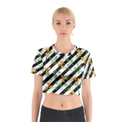 Orange Stripes Love Cotton Crop Top by designsbymallika