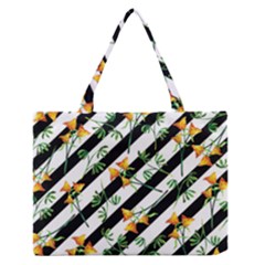 Orange Stripes Love Zipper Medium Tote Bag by designsbymallika