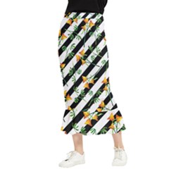 Orange Stripes Love Maxi Fishtail Chiffon Skirt