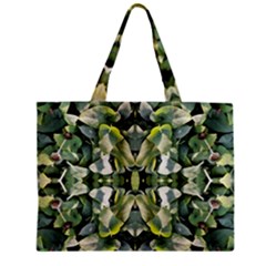 Frosted Green Leaves Repeats Zipper Mini Tote Bag by kaleidomarblingart