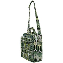 Frosted Green Leaves Repeats Crossbody Day Bag by kaleidomarblingart