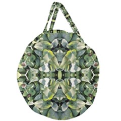 Frosted Green Leaves Repeats Giant Round Zipper Tote by kaleidomarblingart